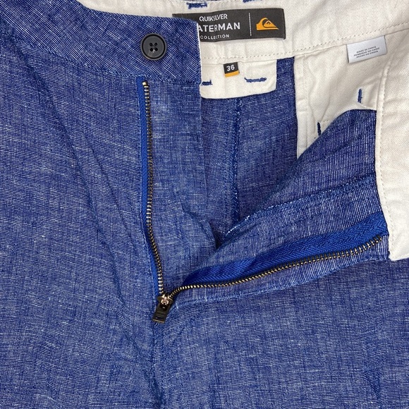 Quicksilver Waterman Collection Men’s Linen Blend Shorts Size 36 blue - Picture 5 of 8